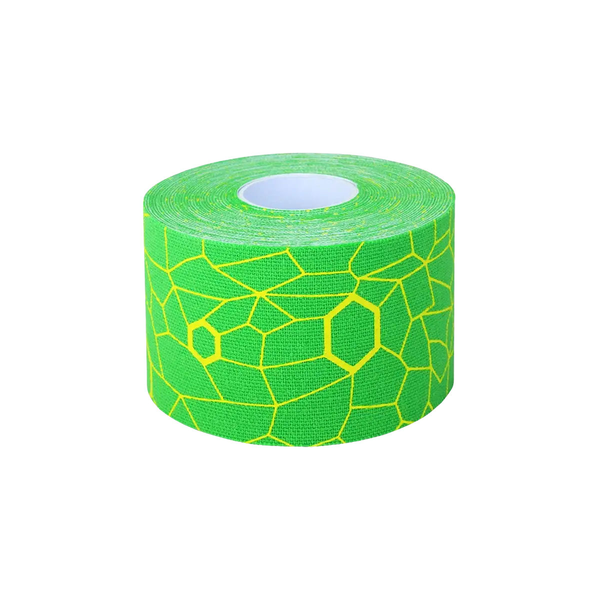Rolle TheraBand Kinesiology Tape in grün mit strukturierter Oberfläche, freigestellt vor transparentem Hintergrund. #farbe_grün