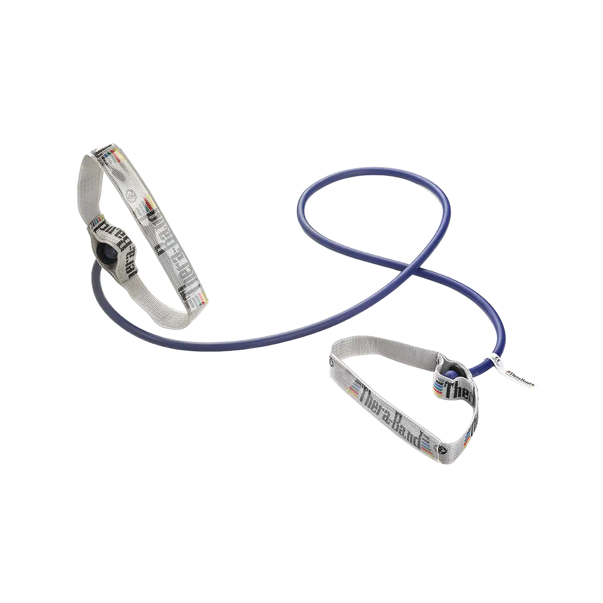 THERABAND Bodytrainer Tubing in blau mit flexiblen Griffen auf transparentem Hintergrund. #farbe_blau