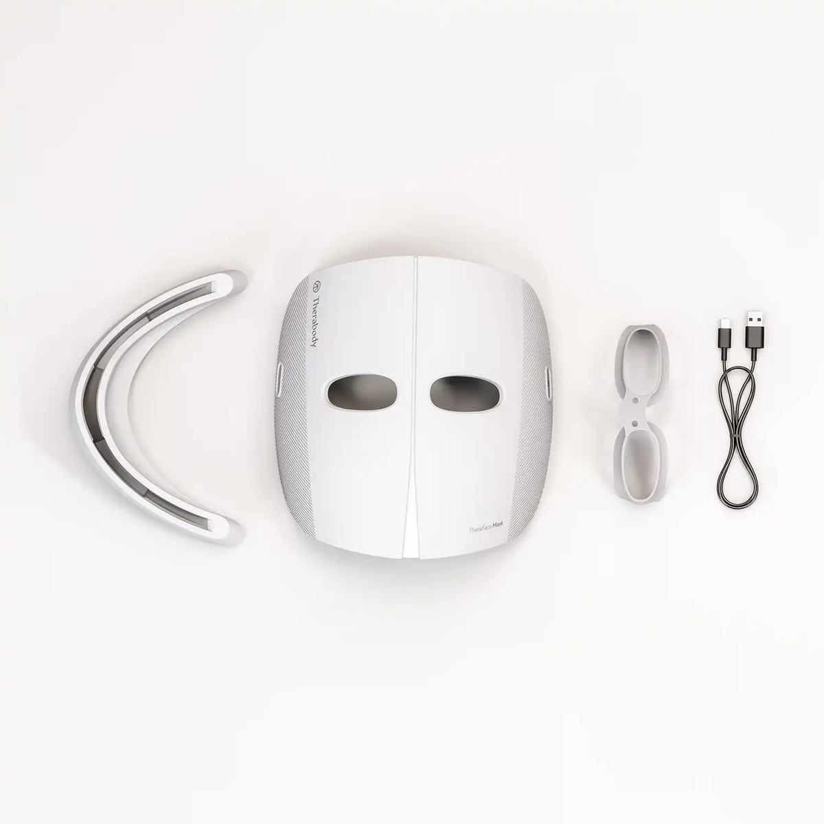 Lieferumfang der Therabody TheraFace Mask LED-Maske.