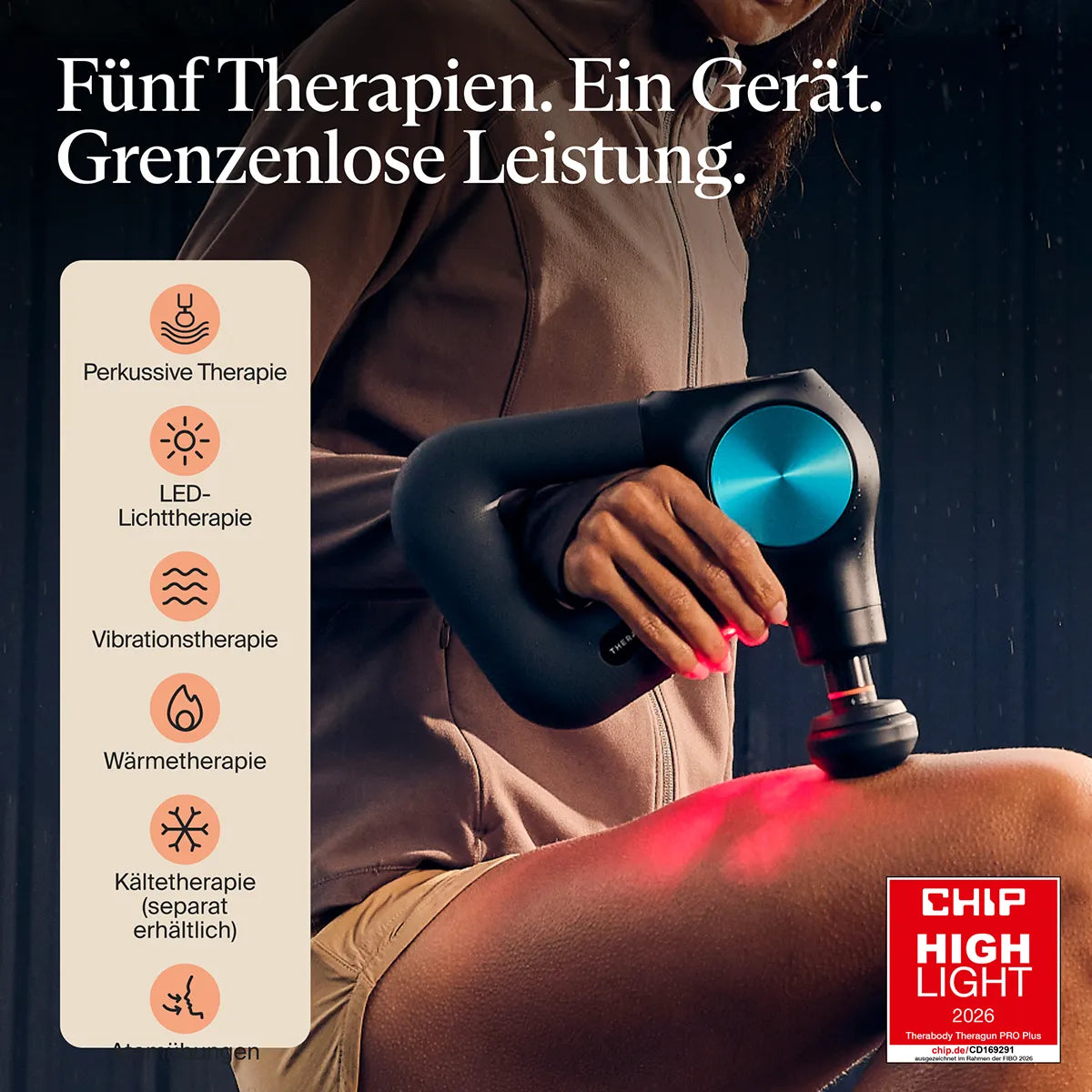 Theragun PRO Plus Massagepistole für Physiotherapie | inkl. 7 Aufsätze + Wärme- & Kältetherapie
